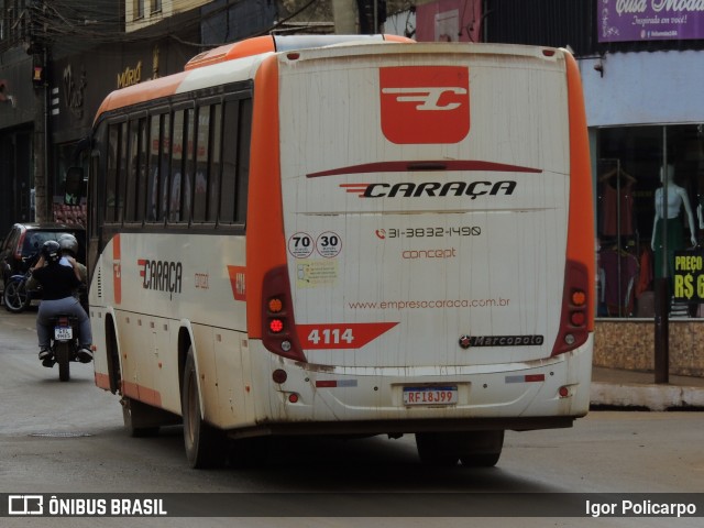 Empresa Caraça Transportes e Turismo 4114 na cidade de Barão de Cocais, Minas Gerais, Brasil, por Igor Policarpo. Número da foto: #13274250.