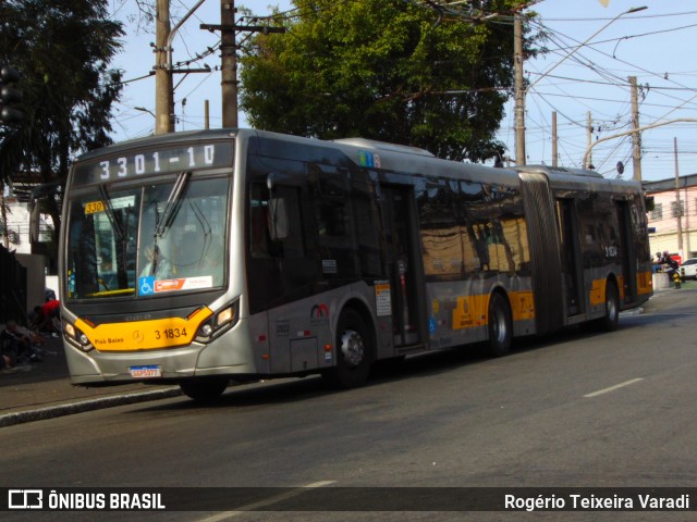 Viação Metrópole Paulista - Zona Leste 3 1834 na cidade de São Paulo, São Paulo, Brasil, por Rogério Teixeira Varadi. Número da foto: #13275031.