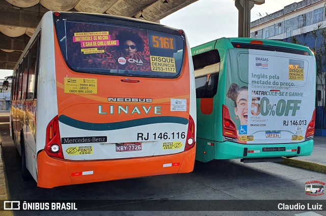 Linave Transportes RJ 146.116 na cidade de Nilópolis, Rio de Janeiro, Brasil, por Claudio Luiz. Número da foto: #13279707.