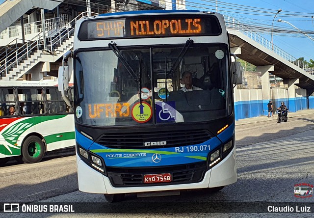 Viação Ponte Coberta RJ 190.071 na cidade de Nilópolis, Rio de Janeiro, Brasil, por Claudio Luiz. Número da foto: #13279519.
