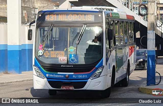 Expresso São Francisco RJ 130.011 na cidade de Nilópolis, Rio de Janeiro, Brasil, por Claudio Luiz. Número da foto: #13279607.