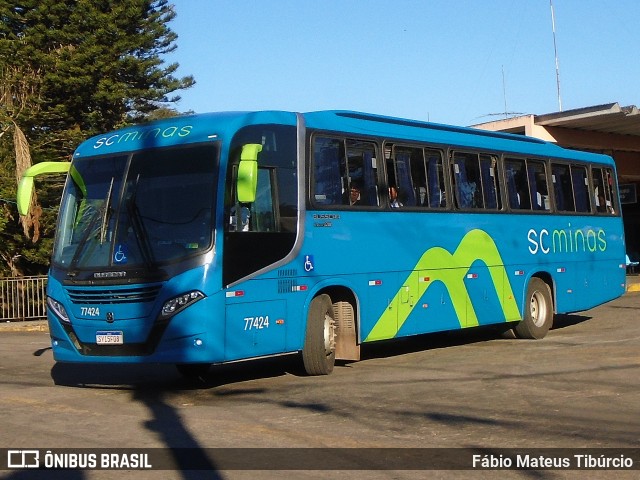 SC Minas Transportes 77424 na cidade de Três Corações, Minas Gerais, Brasil, por Fábio Mateus Tibúrcio. Número da foto: #13277563.