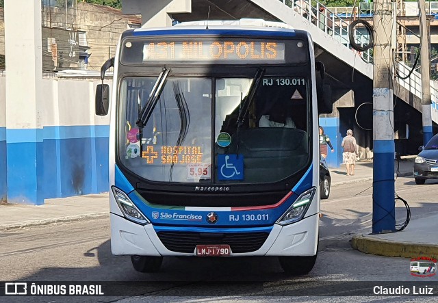 Expresso São Francisco RJ 130.011 na cidade de Nilópolis, Rio de Janeiro, Brasil, por Claudio Luiz. Número da foto: #13279611.