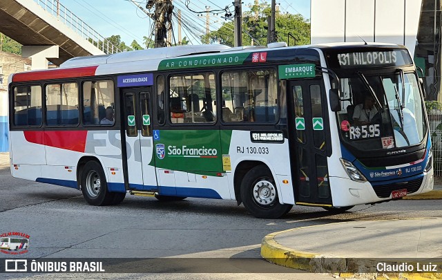 Expresso São Francisco RJ 130.033 na cidade de Nilópolis, Rio de Janeiro, Brasil, por Claudio Luiz. Número da foto: #13283124.