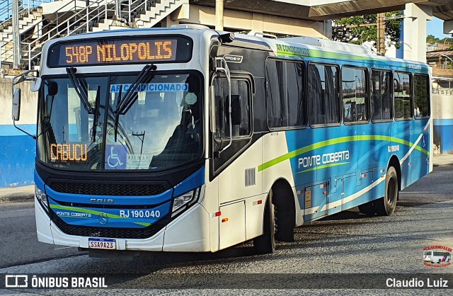 Viação Ponte Coberta RJ 190.040 na cidade de Nilópolis, Rio de Janeiro, Brasil, por Claudio Luiz. Número da foto: #13283150.