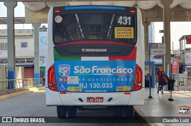 Expresso São Francisco RJ 130.033 na cidade de Nilópolis, Rio de Janeiro, Brasil, por Claudio Luiz. Número da foto: #13283143.