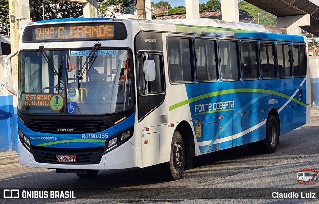 Viação Ponte Coberta RJ 190.055 na cidade de Nilópolis, Rio de Janeiro, Brasil, por Claudio Luiz. Número da foto: #13282927.