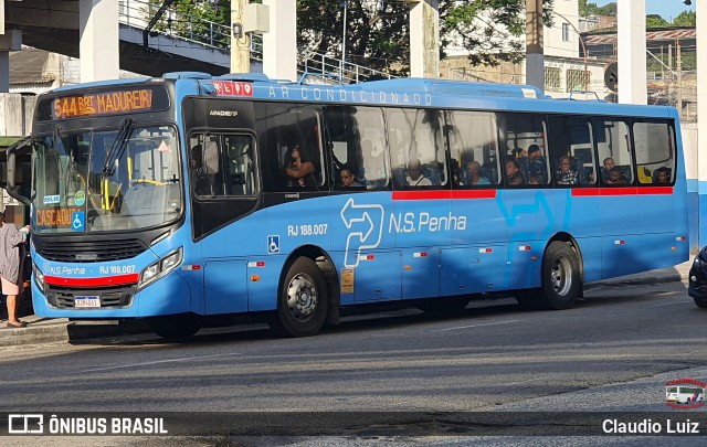 Viação Nossa Senhora da Penha RJ 188.007 na cidade de Nilópolis, Rio de Janeiro, Brasil, por Claudio Luiz. Número da foto: #13283043.