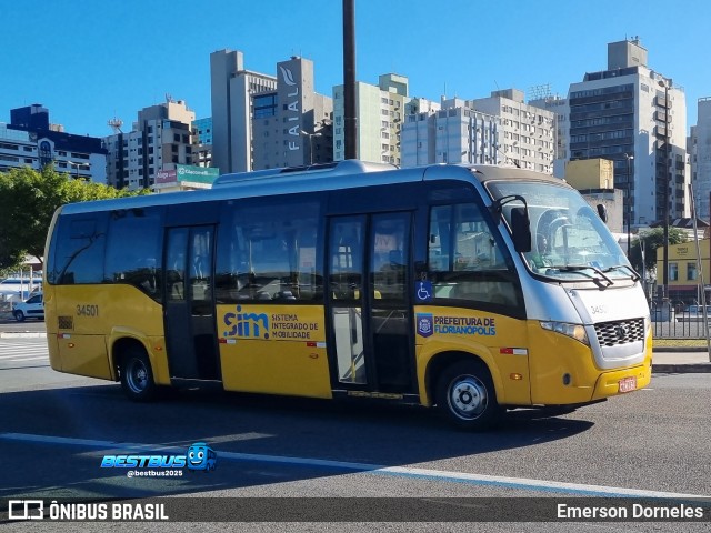 Transporte Coletivo Estrela 34501 na cidade de Florianópolis, Santa Catarina, Brasil, por Emerson Dorneles. Número da foto: #13280656.