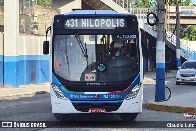 Expresso São Francisco RJ 130.033 na cidade de Nilópolis, Rio de Janeiro, Brasil, por Claudio Luiz. Número da foto: #13283114.