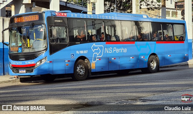 Viação Nossa Senhora da Penha RJ 188.007 na cidade de Nilópolis, Rio de Janeiro, Brasil, por Claudio Luiz. Número da foto: #13283055.