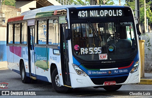 Expresso São Francisco RJ 130.033 na cidade de Nilópolis, Rio de Janeiro, Brasil, por Claudio Luiz. Número da foto: #13283120.