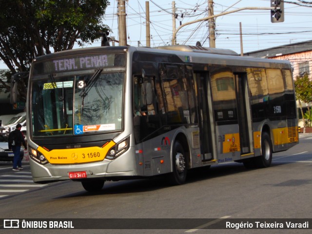 Viação Metrópole Paulista - Zona Leste 3 1560 na cidade de São Paulo, São Paulo, Brasil, por Rogério Teixeira Varadi. Número da foto: #13281822.