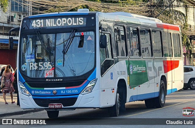 Expresso São Francisco RJ 130.035 na cidade de Nilópolis, Rio de Janeiro, Brasil, por Claudio Luiz. Número da foto: #13284824.