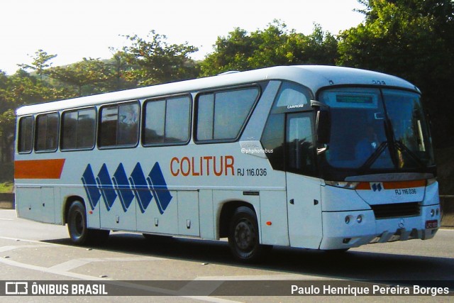 Colitur Transportes Rodoviários RJ 116.036 na cidade de Volta Redonda, Rio de Janeiro, Brasil, por Paulo Henrique Pereira Borges. Número da foto: #13285037.