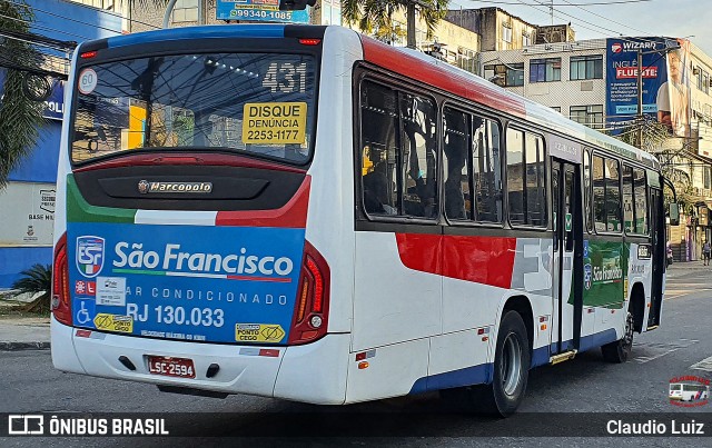 Expresso São Francisco RJ 130.033 na cidade de Nilópolis, Rio de Janeiro, Brasil, por Claudio Luiz. Número da foto: #13284835.