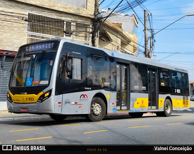 Viação Metrópole Paulista - Zona Leste 3 1033 na cidade de São Paulo, São Paulo, Brasil, por Valnei Conceição. Número da foto: #13289920.