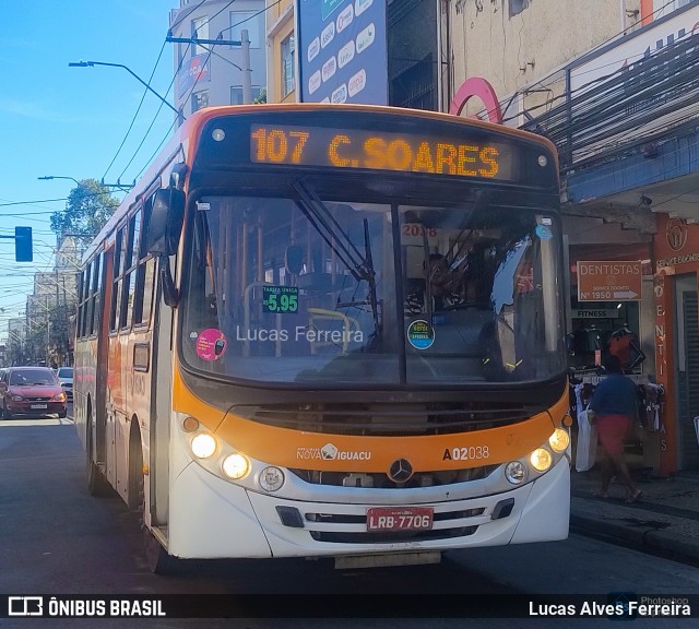 Viação Mirante A02038 na cidade de Nova Iguaçu, Rio de Janeiro, Brasil, por Lucas Alves Ferreira. Número da foto: #13288935.