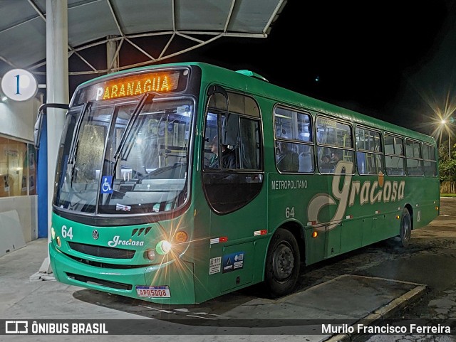 Viação Graciosa 64 na cidade de Matinhos, Paraná, Brasil, por Murilo Francisco Ferreira. Número da foto: #13289085.