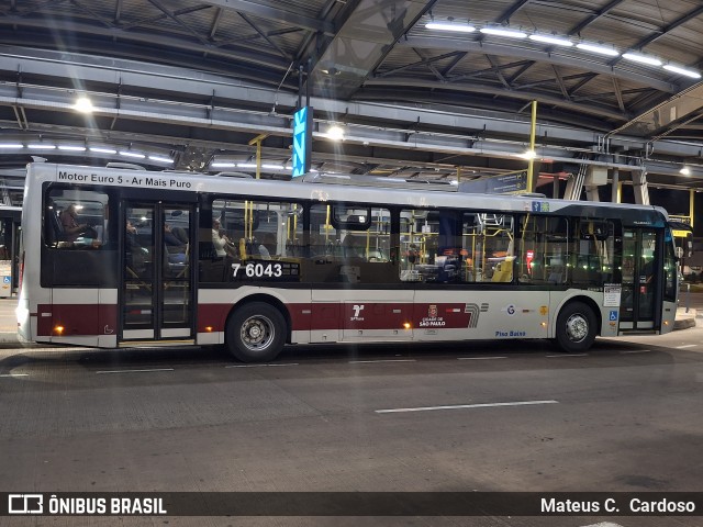 Viação Gatusa Transportes Urbanos 7 6043 na cidade de São Paulo, São Paulo, Brasil, por Mateus C.  Cardoso. Número da foto: #13288077.